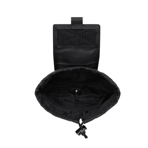 TACNEX Folding Dump Pouch for Duty/Battle/Range Belt Roll Up MOLLE Magazine Drop Pouch Drawstring Open Mag/Tool Recovery Waist Bag Utility Storage Pack for Hunting Shooting - color: Black