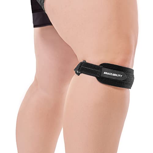 BraceAbility Patellar Tendon Support Strap - Knee Stabilizer Brace with Adjustable Band for Patella Tendonitis, Osgood Schlatter, Soccer, Basketball, Running, Jumper's Knee, Tennis, Volleyball (XL) - size: X-Large