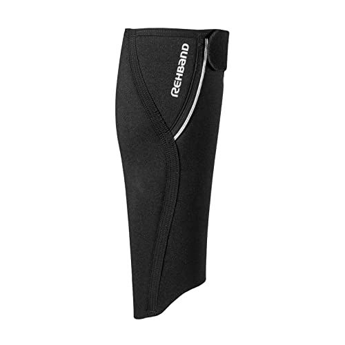 Rehband Calf Sleeve 5mm Neoprene, Unisex Shin Calf Compression Sleeve for Running, Football, Fitness, Compression Calf Support helps with cramps and stabilizes muscles, Colour:Black, Size:Medium - size: Medium