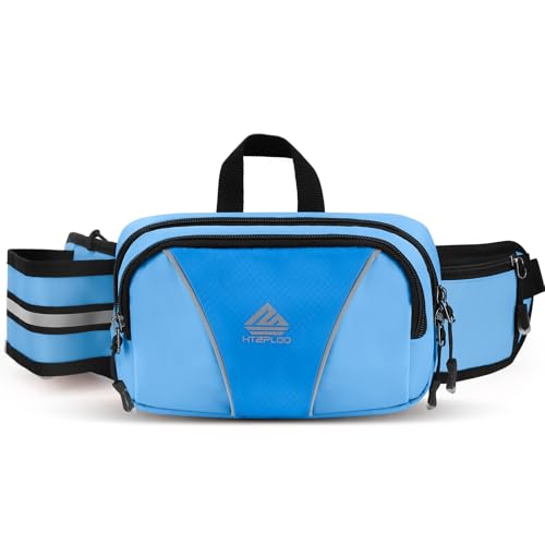 Fanny Pack for Men Women Waist Bag with Water Bottle Holder for Hiking, Travel,Dog Walking, Workout (Light Blue) - color: Light Blue