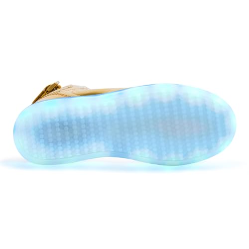Unisex LED Light Up Shoes, Fashion High Top LED Sneakers USB Rechargeable Glowing Luminous Shoes for Men, Women, Teens - color: Gold, size: 7.5 Women/6 Men