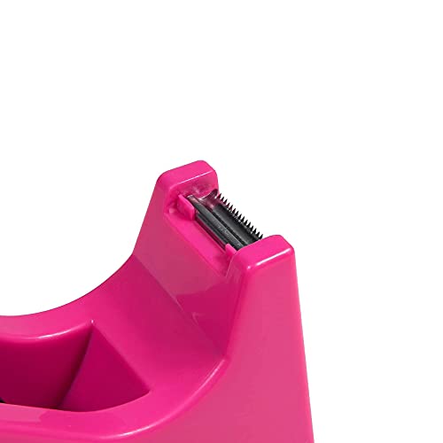 Desktop Tape Dispenser Adhesive Roll Holder (Fits 1" & 3" Core) with Weighted Nonskid Rose red - color: Rose Red