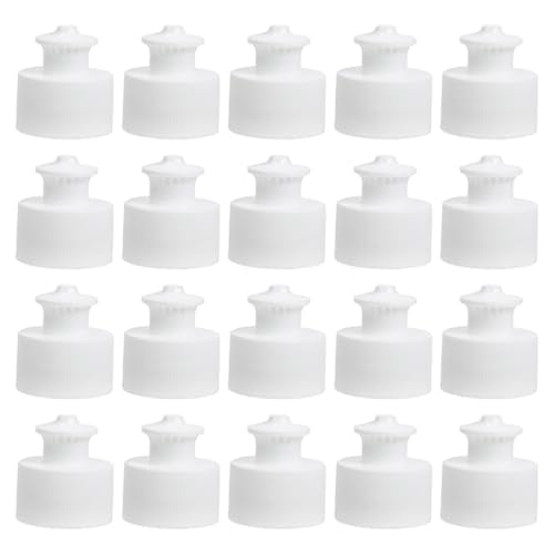 20 Pcs Push Pull Water Bottle Caps, 28mm Reusable Sports Tops Replacement, Leakproof PE Lids for Soda Plastic Bottles, Gym Fitness Hiking