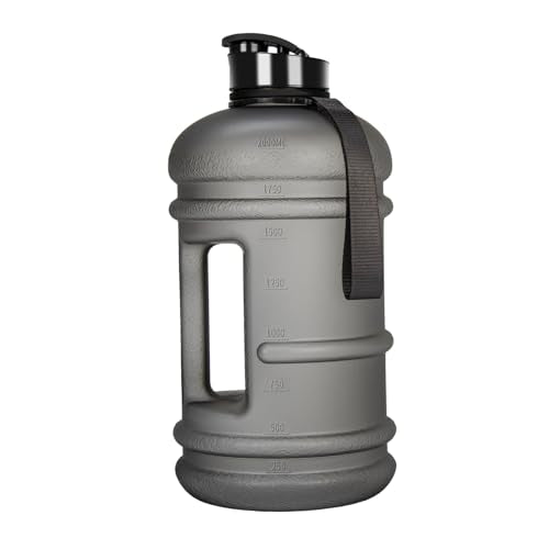 TOOFEEL Half Gallon Water Jug - 2 Liter BPA Free Reusable Bottle with Measurements - Ideal for Gym, 74 oz Matte Light Gray - color: Matte Light Gray, style: 74 oz water bottle