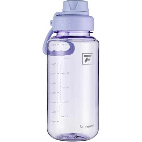 Fanhaw 32oz Clear Plastic Water Bottle with Fast-Flow Lid, Amethyst - color: Amethyst