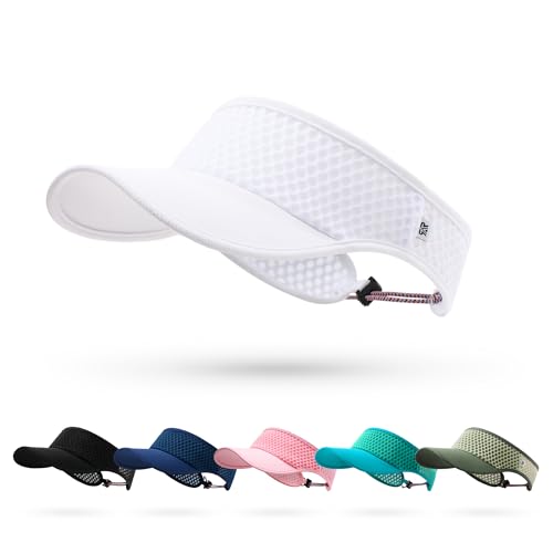LONGLONG Sports Sun Visor Hat with Non-Slip Toggle Breathable for Women Men - color: White