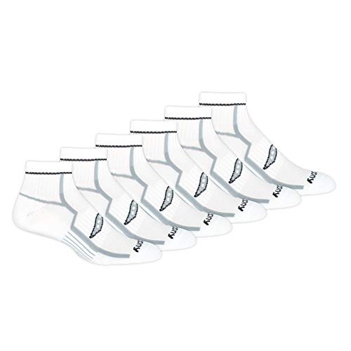 Saucony Men's RunDry Bolt Performance Quarter Socks, Available in L-XL (6, 12 Pairs) - color: White (6 Pairs), size: Large