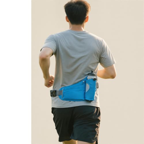 Waterproof Hydration Belt Waist Pack with Water Bottle Holder, Adjustable Running Fanny Pack for Hiking, Walking, Cycling & Outdoor Sports (蓝色) - color: Blue