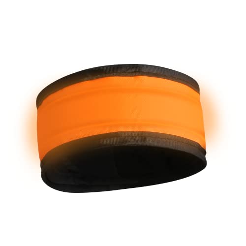 2 Pack Reflective Gear Flashing LED Slap Sports Wristbands, Safety Lights Arm Bands - Magic Band Running Lights for Runners - for Night Walking, Cycling and Running (Green/Orange)