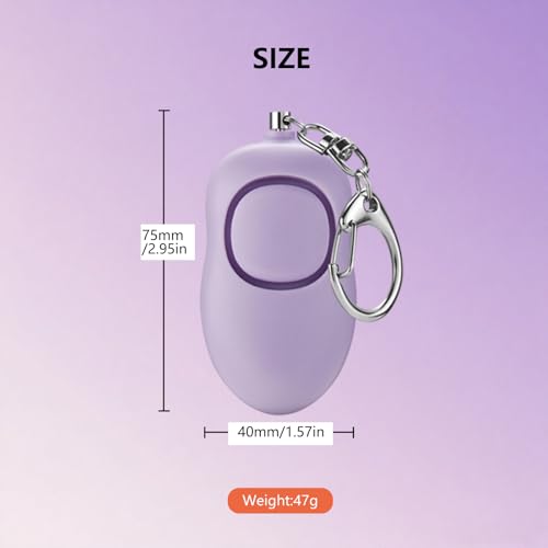 Personal Safety Alarm for Women,2Pack 130dB Self Defense Keychain - color: Black+Purple