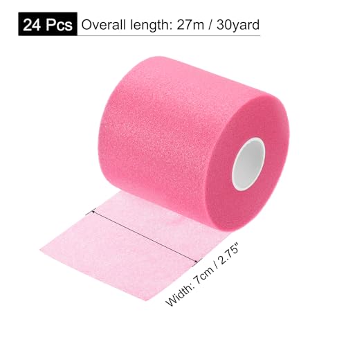 MECCANIXITY 24 Rolls Pre Wrap Athletic Tape 30 Yard x 2.8" Foam Under Wrap Tape Sports Prewrap Headband for Hair Ankles Wrists Hands Knees - color: Light Pink