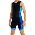 Boys Triathlon Suit Youth Racing Tri Skin Suit for Cycling Swim Run - color: Black/Blue, size: Large