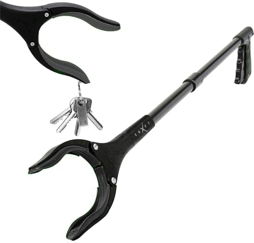 Grabber Reacher Tool, Long 32" Foldable Pick Up Stick, Strong Grip Magnetic Tip Lightweight Trash Picker Claw Reacher Grabber Tool Elderly Reaching, by Luxet (Black) - color: Black