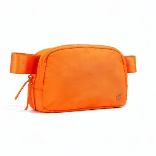 Pander Nylon Fanny Pack for Women, Two-Way Zipper Crossbody Bag - color: Dark Orange