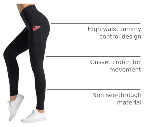 Dragon Fit Women's High Waisted Yoga Leggings 3 Pockets Workout Pants - color: Black, size: Small