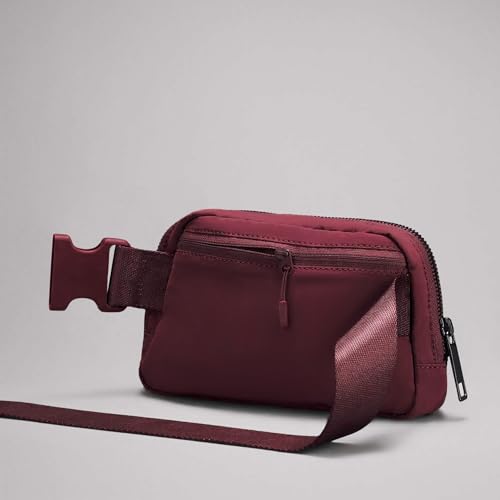 YOSHUYUKI Waist Belt Bag for Women Lulu Dupes Mini Small Crossbody Purse Sling Bag Cute Fashion Waterproof Fanny Pack Over The Shoulder Bags Fashionable Travel Running Belt Pouch Bum Bag Red Merlot - color: Red Merlot