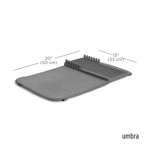 Umbra Udry Dish Drying Rack, Folding Dish Drainer Mat, Mini, Dark Grey - color: Gray, size: 20" x 13"