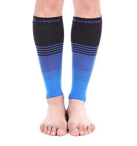 Doc Miller Calf Compression Sleeve 20-30 mmHg for Men & Women, 1 Pair - color: Black.Blue.Blue, size: Small