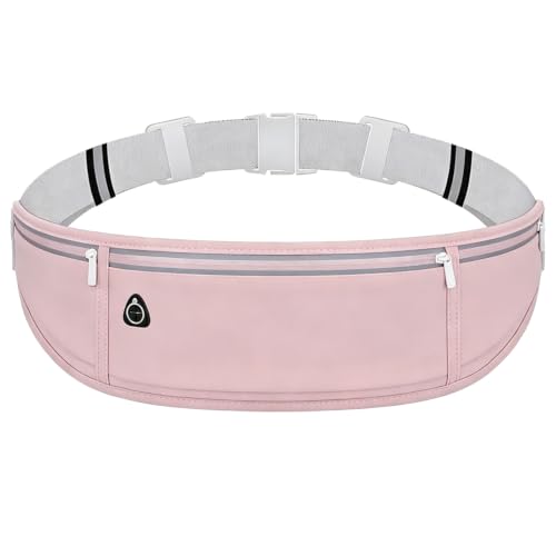 Running Belt for Men & Women, Slim Fanny Pack for Runner, Adjustable Waist Pouch with Phone Holder, Waist Pack Fits All Phones, Run Belt Bag for Running Walking Cycling Gym Camping - Pink - color: Pink