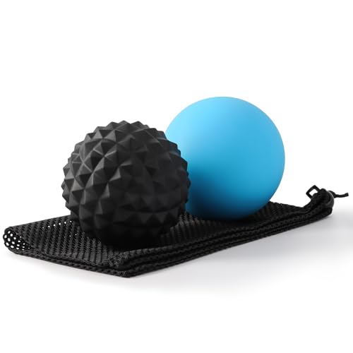 Silicone Massage Ball Set, 2 Pack Smooth & Textured with Mesh Bag - style: Smooth & Deep-Tissue Spiky Ball Set