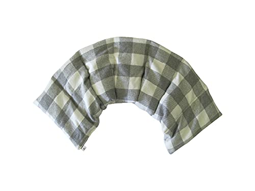 Microwavable LOVEwrap Neck & Shoulder wrap - Unscented 6 x 24 - Flax Seed - Soothes Muscle Ache Pain Relief - Natural Soft Cotton - Warming Muscle Relaxation - Flannel Buffalo Plaid Gray - color: Cozy - Gray
