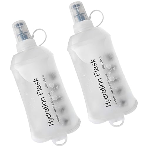WILDREEDS 250ml Soft Flask, TPU Collapsible Soft Water Bottle for Hydration Pack, Running Vest, Folding Water Bottle for Hiking Cycling Climbing-2Pcs, White - color: 2pcs, 250ml White