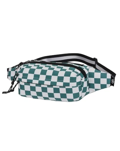 AIBEARTY Fashion Fanny Pack Small Checkered Waist Pack Belt Waist Bag Pack Pouch with Adjustable Strap for Sport Running,Camping,Trip - color: Green Check Pattern