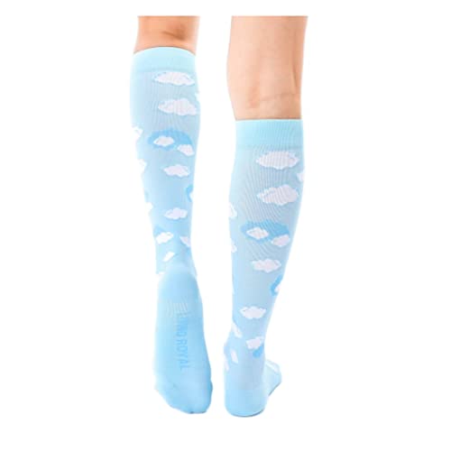 Living Royal Compression Socks - Graduated Compression 15-20mmHg, Padded Cushion Bottom Fun Socks, Moisture-Wicking - color: Clouds