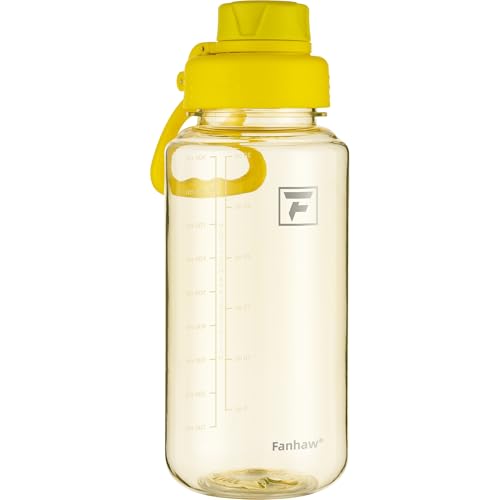 Fanhaw 32oz Clear Plastic Water Bottle with Fast-Flow Lid, Imperial Yellow - color: Imperial Yellow