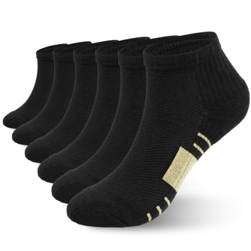 6 Pairs Copper Ankle Compression Socks for Women ＆ Man,Running Socks - color: 01-6black, size: Small-Medium