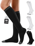 FITRELL 15-20mmHg Compression Socks for Women & Men 4 Pairs - color: White*2+black*2, size: Large-X-Large