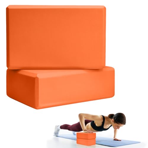 Septo 2 Pcs Yoga Blocks, 9x6x3 Inch Foam Blocks for Pilates - color: Orange