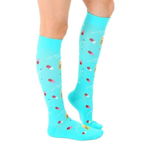 Living Royal Compression Socks - Graduated Compression 15-20mmHg, Padded Cushion Bottom Fun Socks, Moisture-Wicking - color: Nurse