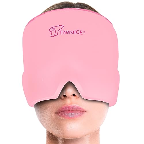 TheraICE Headache Relief Cap for Women, Headache Hat Migraine Ice Pack Mask - color: Pink, size: One Size