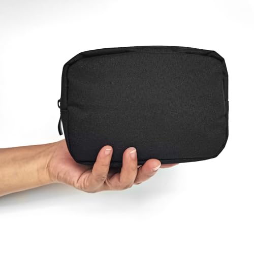 Small Makeup Bag For Purse, 2 Pack Nylon Travel Toiletry Pouch - color: Small Black