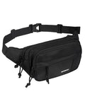 WATERFLY Fanny Pack Waist Bag: 2.5L Large 5 Zipper Pockets for Women Men - color: Black