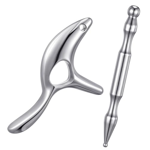 2PCS Gua Sha Massage Tools,Stainless Steel Trigger Point Massage Tool and Manual Acupuncture Pen Eye Massager,Deep Tissue Acupressure Massager for Face,Hand,Neck,Back