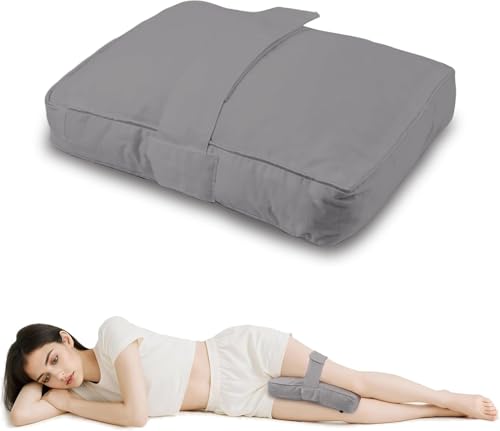 Knee Pillow with Soft Straps for Side Sleepers (Black) - color: Grey