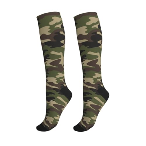 Compression Socks Knee High Support Stockings Women Men - color: Green Brown Camo