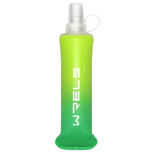 WRELS Soft Flasks TPU Soft Water Bottles Folding Soft Running Water Flask Small for Outdoor Sports Hiking Hydration Pack 8oz/17oz Hiking Cycling Climbing - color: Green-250ml