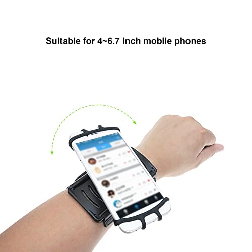 360 Rotatable Phone Holder for Running Armband with Headphone Data Cable Storage Layer, Breathable Sweat Proof Smart Phone Armband for 4-6.7 Inch Phone, Silicone Arm Band