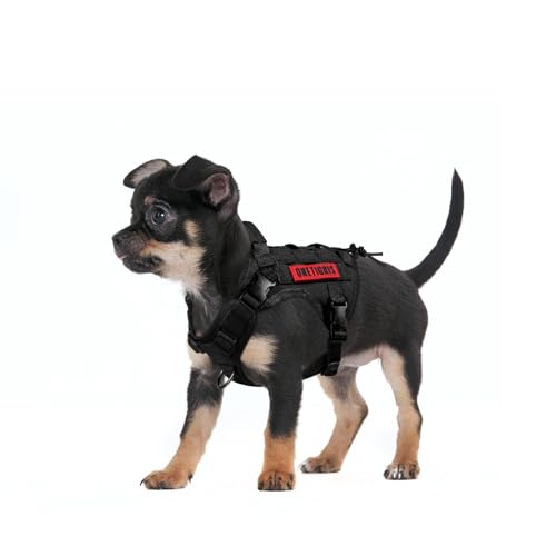 OneTigris Tactical Dog Harness with Handle No-Pull Adjustable for Small Dog - color: Black, size: X-Small