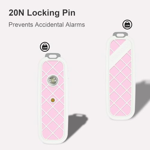 130dB Personal Safety Alarm for Women & Girls - Locking Pin Prevents Accidental Triggering, Anti-Slip Diamond Grip, Loud 240Min Siren, Dual Activation, Strobe Light, Rechargeable (Blush Pink) - color: Blush Pink
