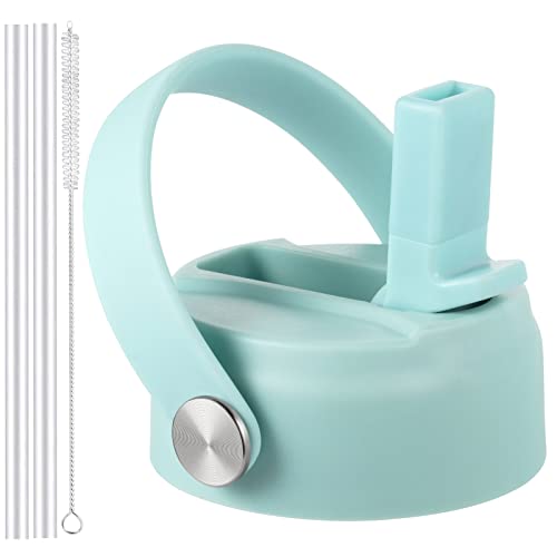 RRegeny Straw Lid for Hydro Flask Wide Mouth 32 40 oz, Lids with Flexible Handle compatible with HydroFlask, Replacement Sports Flex Cap Wide Mouth Top - color: Light Green