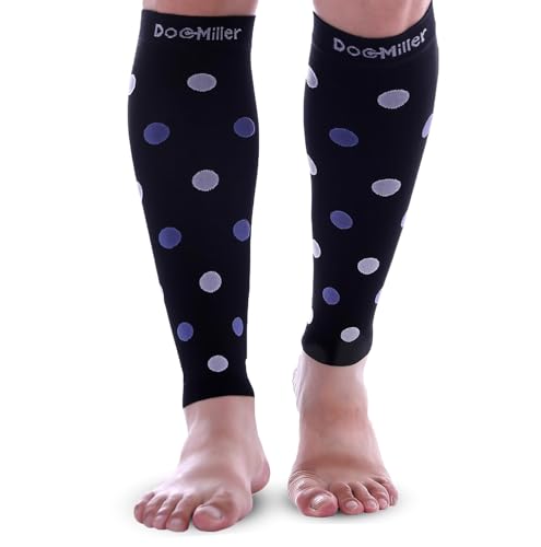 Doc Miller Calf Compression Sleeves 20-30 mmHg for Women & Men, 1 Pair - color: Black/Violetwhite, size: Medium