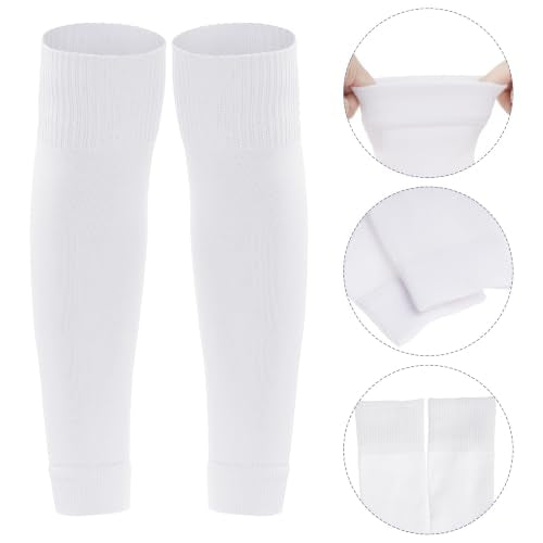 phnydreg 3 Pairs Leg Sleeve Shin Pre Cut Socks for Kids Youth Men Women Soccer Running Cycling - color: White