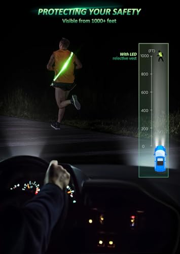 Ylzzrs LED Reflective Belt Sash Walking Gear,Safety Lights for Walkers at Night,High Visibility Safety Rechargeable Reflective Running Gear for Men Women Kids Night Dog Walking Gear - color: Colorful lights