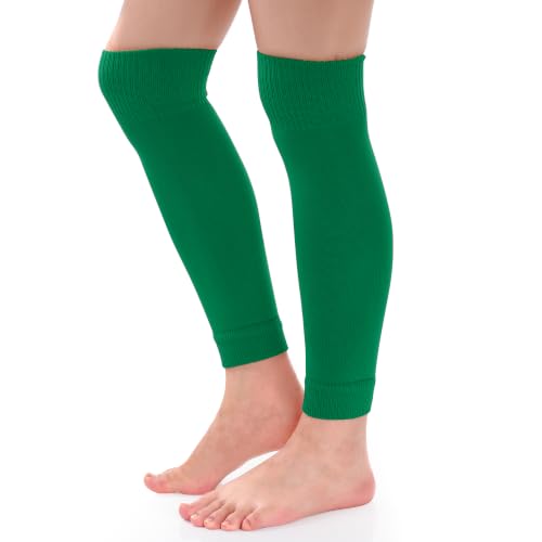 phnydreg 3 Pairs Leg Sleeve Shin Pre Cut Socks for Kids Youth Men Women Soccer Running Cycling - color: Green