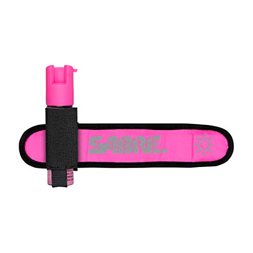 SABRE Runner Pepper Gel Spray for Running, Walking & Personal Safety - color: Pepper Gel with LED Arm Band, Pink
