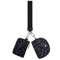 VUTUXA KeyChain Wallet Wristlet For Women Mini Zip Dual Pouch Coin Purse - color: black leopard+black leopard